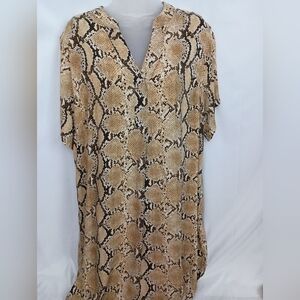 2/$30 H&M Animal Print Mob Wife Snake Print V-Neck Dress (#395)